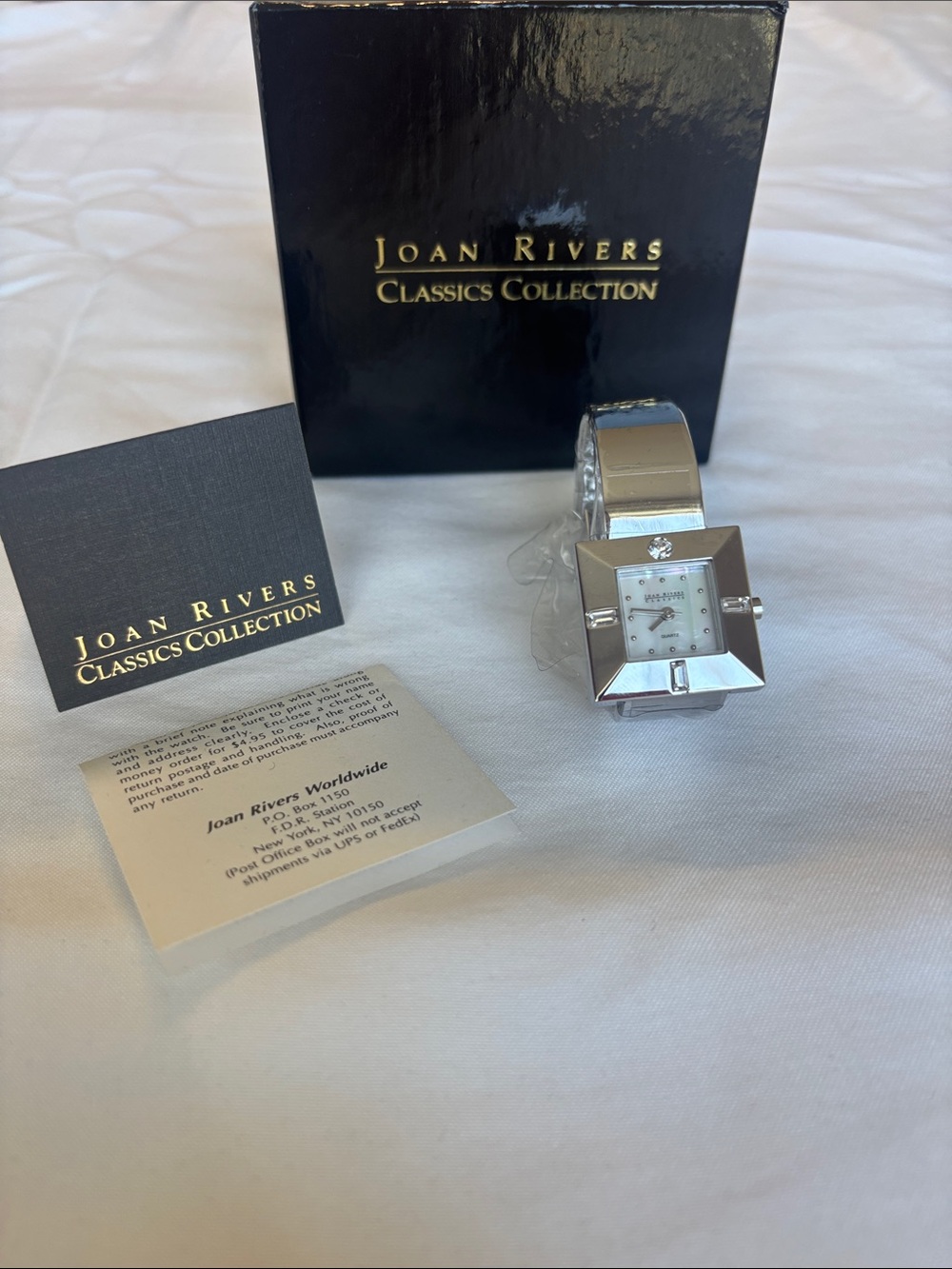 Joan Rivers Silver-Tone Square Face Bangle Watch
